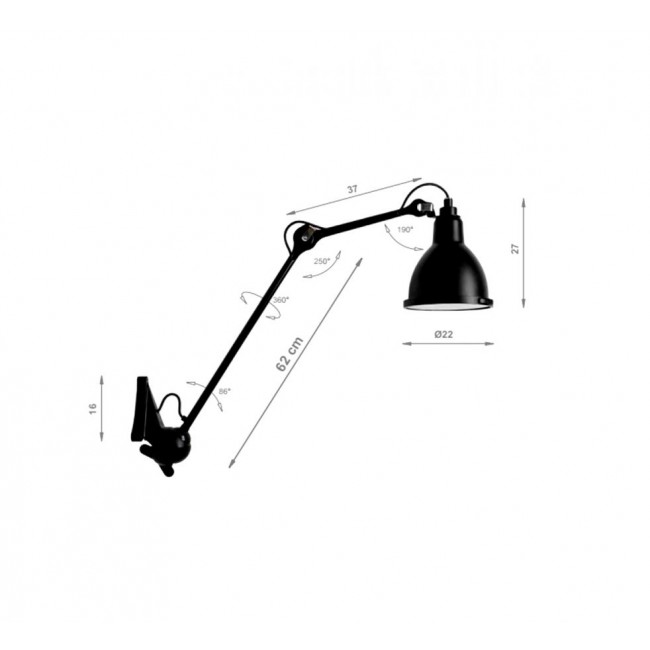 DCW 에디션 In and Out N° 222 XL 아웃도어 SEA사이드 벽등 벽조명 블랙 / DCW editions In and Out N° 222 XL Outdoor Seaside Wall Lamp Black 26583