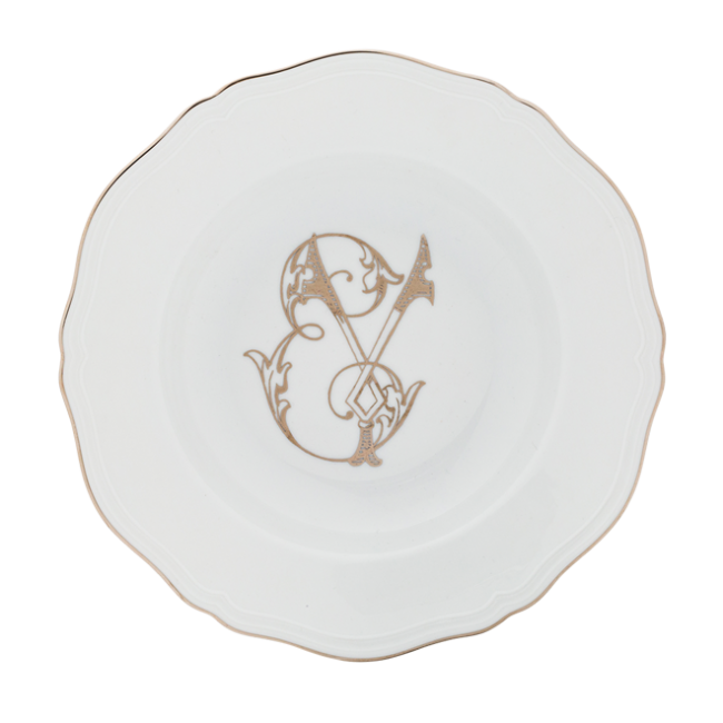 지노리 1735 파스타접시 Corona 모노GRAM platino Ginori Soup plate Monogram 00198