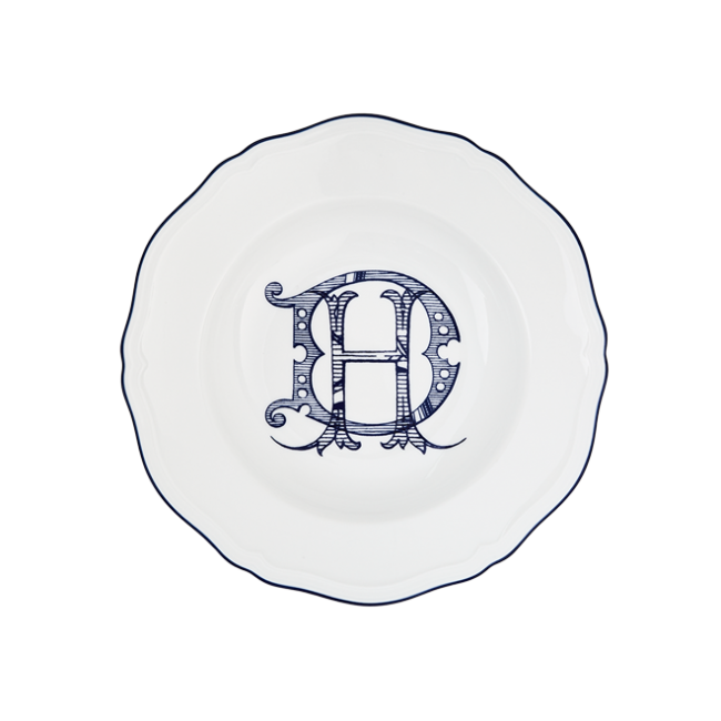 지노리 1735 파스타접시 Corona 모노GRAM blu 코발트 Ginori Soup plate Monogram cobalto 00191
