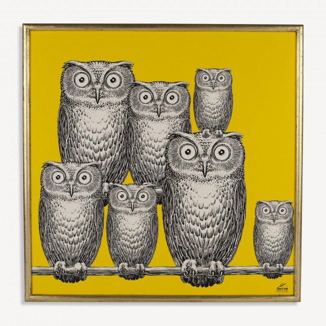포르나세티 Panel Riu_n_i_o_ne di Civette Fornasetti Panel Riunione di Civette 00468