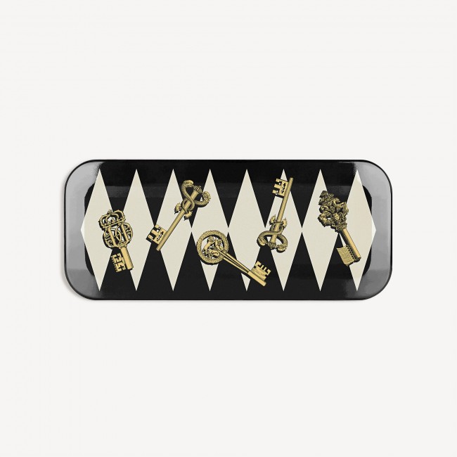 포르나세티 트레이 Chiavi 골드 and Rombi Fornasetti Tray Chiavi gold and Rombi 00383