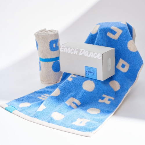 에녹댄스 한글 프리미엄 페이스타올 1P / Hangul Premium Face Towel 1P / 45cm x 80cm / 200g / Cotton & Bamboo Blending / Oeko-tex / with Organizing Band