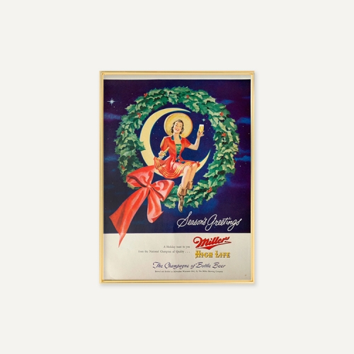 그릿시즌 1940s Miller High Life Beer Christmas (액자포함, 25x34)