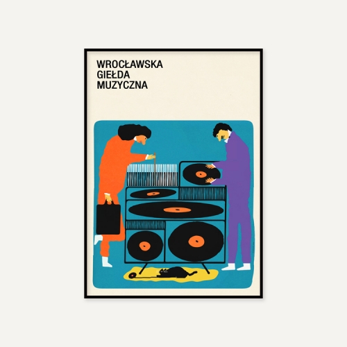 그릿시즌 야콥 자사다 / People buying records and cat (액자포함, 50x70)