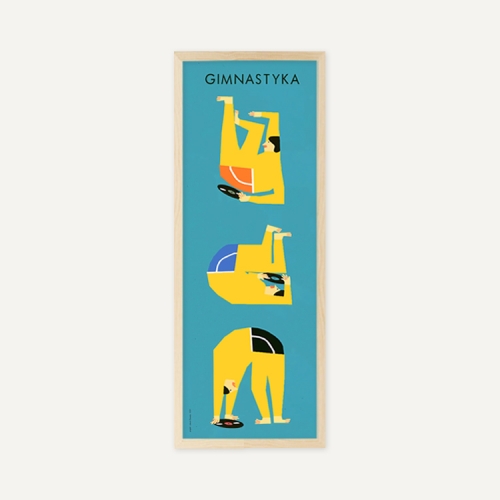 그릿시즌 야콥 자사다 / Daily Gym, man and vinyl records (액자포함, 25x70)