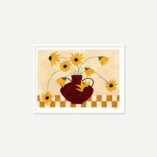그릿시즌 프랭키 펜윌 / Sunflowers in Burgundy Vase (액자포함, 30x40)