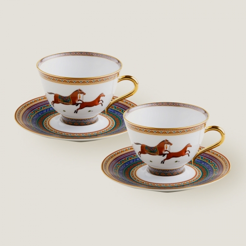 에르메스 2 티 컵앤소서 n°6 Cheval D’오리엔트 Hermes 2 Tea Cup and Saucer n°6 Cheval d’Orient 00260