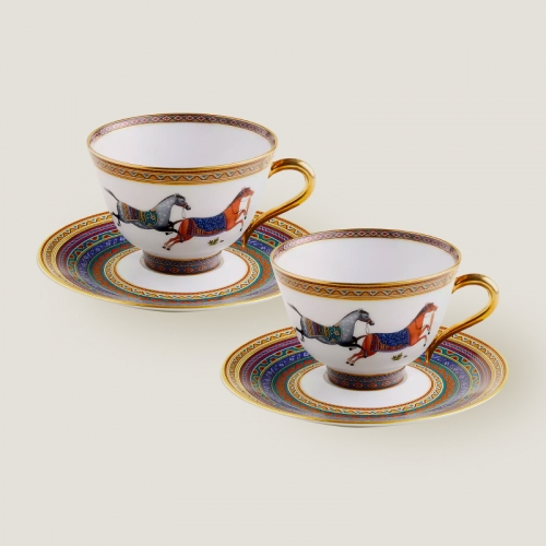 에르메스 2 티 컵앤소서 n°4 Cheval D’오리엔트 Hermes 2 Tea Cup and Saucer n°4 Cheval d’Orient 00259