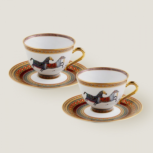 에르메스 2 티 컵앤소서 n°2 Cheval D’오리엔트 Hermes 2 Tea Cup and Saucer n°2 Cheval d’Orient 00258