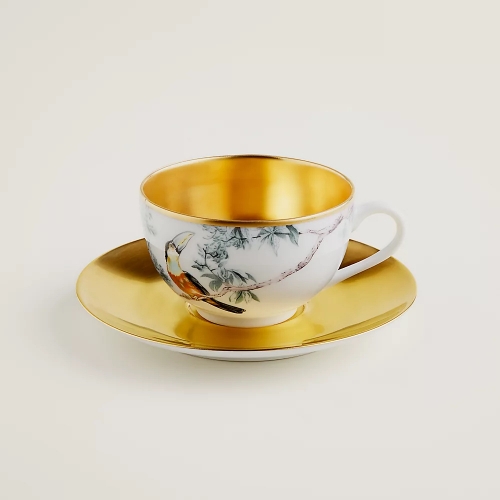 에르메스 골드 티 컵앤소서 Carnets d’equateur Or Hermes Gold tea cup and saucer Carnets d’equateur Or 00248