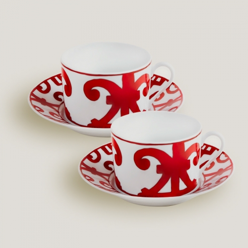 에르메스 2 브랙퍼스트 Cup Gift Set Balcon du Guadalquivir Hermes 2 Breakfast Cup Gift Set Balcon du Guadalquivir 00246