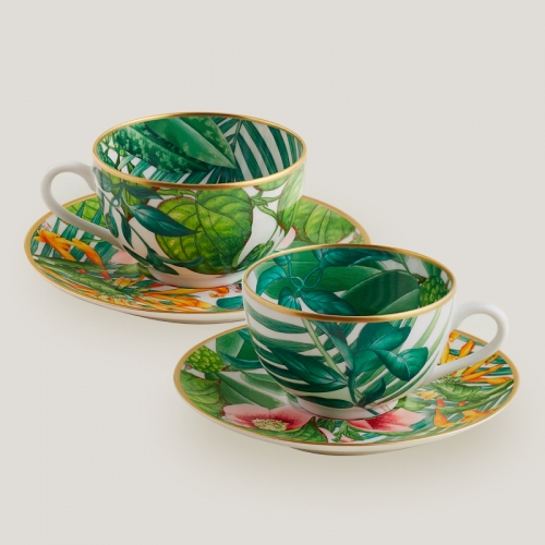 에르메스 Set of 2 티 컵앤소서 Passifolia Hermes Set of 2 Tea Cup and saucer Passifolia 00238