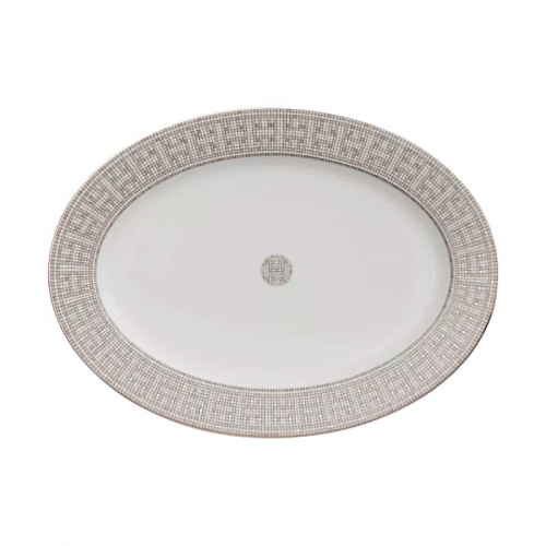 에르메스 Mosaique au 24 platinum Small 오발 플래터 Hermes Mosaique au 24 platinum Small Oval Platter 00235