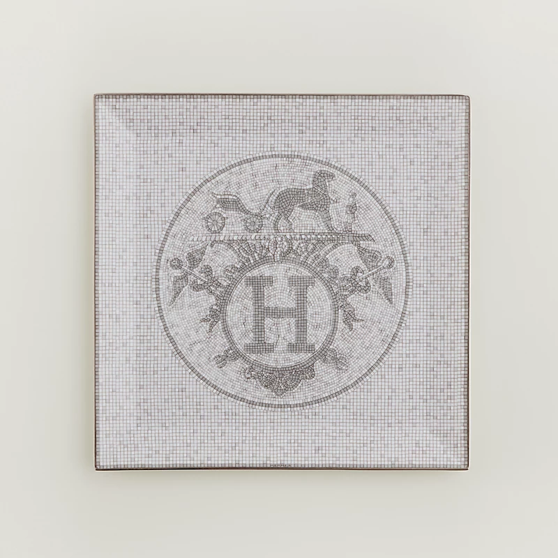 에르메스 Mosaique au 24 platinum 사각 스퀘어 접시 n°5 Hermes Mosaique au 24 platinum Square Plate n°5 00227