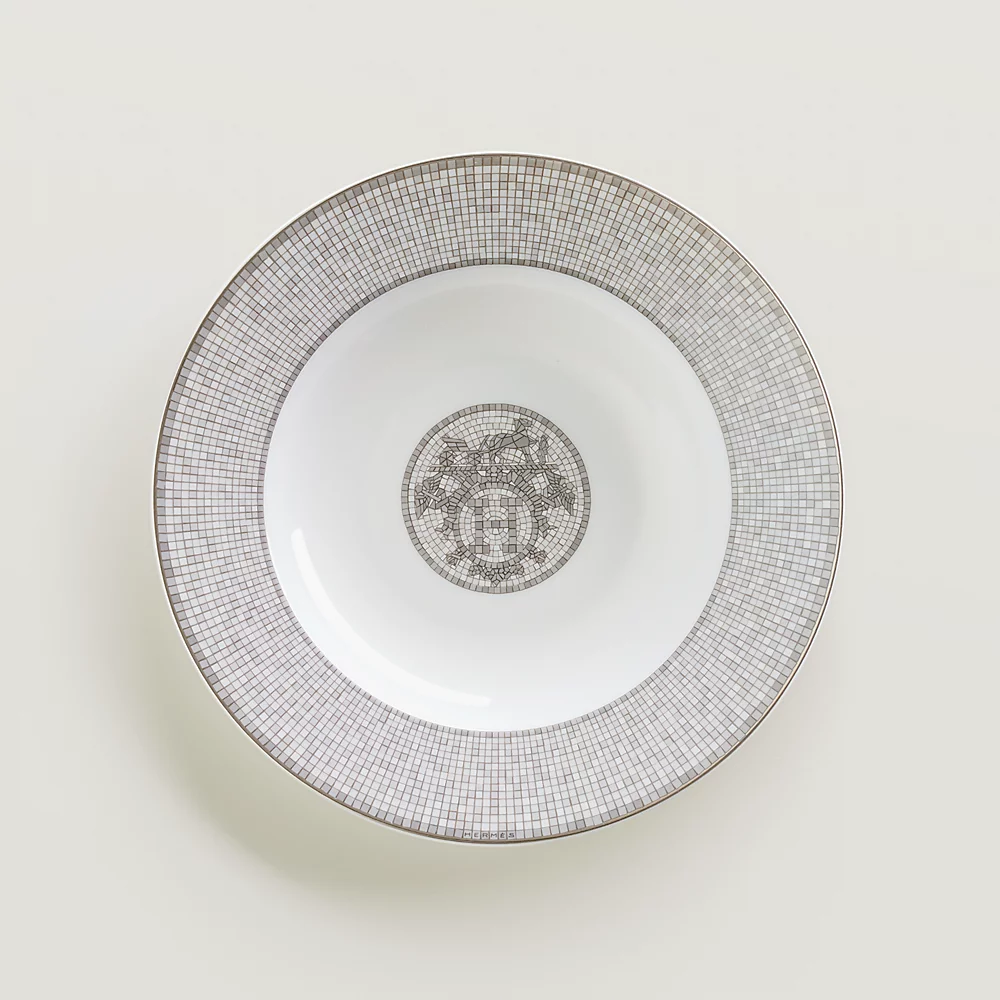 에르메스 Mosaique au 24 platinum 파스타접시 Hermes Mosaique au 24 platinum Soup Plate 00223