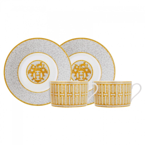 에르메스 2 브랙퍼스트 Cups Gift Set Mosaique au 24 Gift Set Hermes 2 Breakfast Cups Gift Set Mosaique au 24 Gift Set 00195
