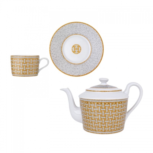 에르메스 Mosaique au 24 gift set 티포트 and 2 cups Hermes Mosaique au 24 gift set teapot and 2 cups 00194