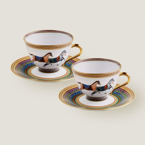 에르메스 2 티 컵앤소서 n°5 Cheval D’오리엔트 Hermes 2 Tea Cup and Saucer n°5 Cheval d’Orient 00172