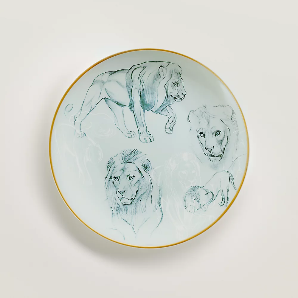 에르메스 Carnets d’Equateur 디저트접시 Lions theme Hermes Carnets d’Equateur Dessert Plate Lions theme 00139