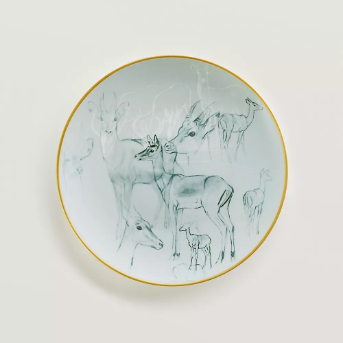 에르메스 Carnets d’Equateur 브레드/버터 접시 Felines Theme Hermes Carnets d’Equateur Bread and Butter Plate Felines Theme 00134