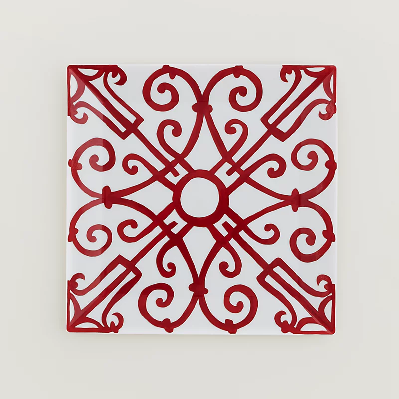 에르메스 사각 스퀘어 접시 n°4 Balcon du Guadalquivir Hermes Square Plate n°4 Balcon du Guadalquivir 00118