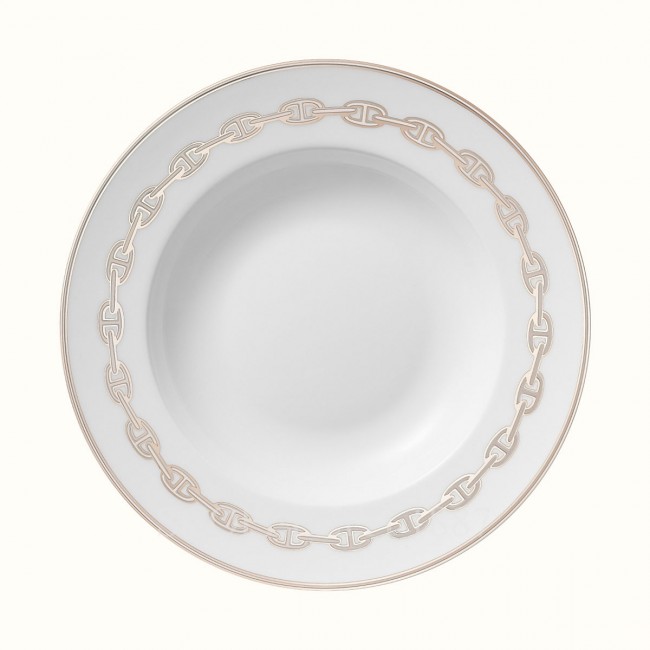 에르메스 파스타접시 22 cm Chaine d’ancre platine Hermes Soup plate 22 cm Chaine d’ancre platine 00072