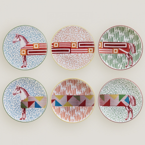 에르메스 Set of 6 디저트접시S Hippomobile Hermes Set of 6 Dessert Plates Hippomobile 00044