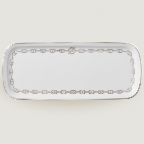 에르메스 케이크 플래터 36 x 15 cm Chaine d’ancre platine Hermes cake platter 36 x 15 cm Chaine d’ancre platine 00541