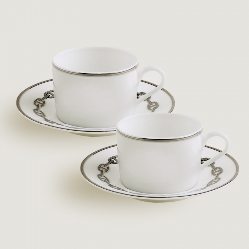 에르메스 2 티 컵앤소서 Chaine d’ancre platine Hermes 2 tea cup and saucer Chaine d’ancre platine 00505