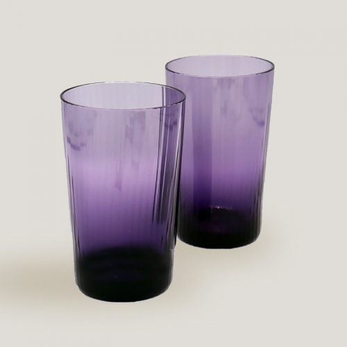 에르메스 Set of 2 하이볼 Quadrige 크리스탈 amethyst Hermes Set of 2 Highball Quadrige crystal amethyst 00422