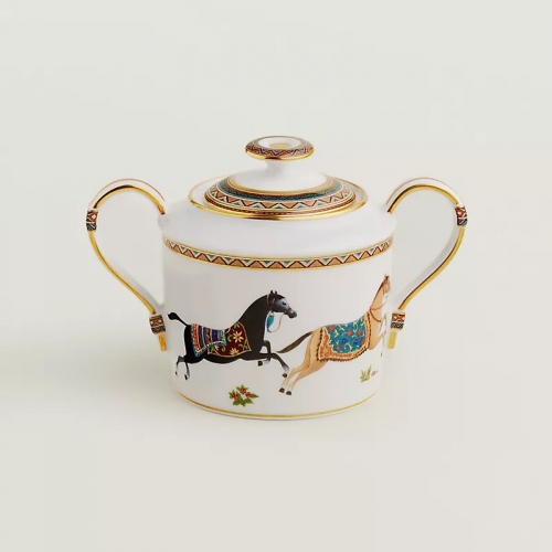 에르메스 Sugar 볼 Cheval D’오리엔트 Hermes Sugar Bowl Cheval d’Orient 00337
