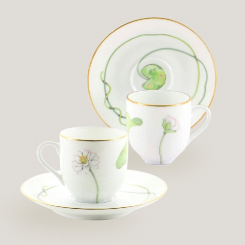 에르메스 Set of 2 커피잔S and 소서 Nil Or Hermes Set of 2 Coffee Cups and Saucers Nil Or 00330