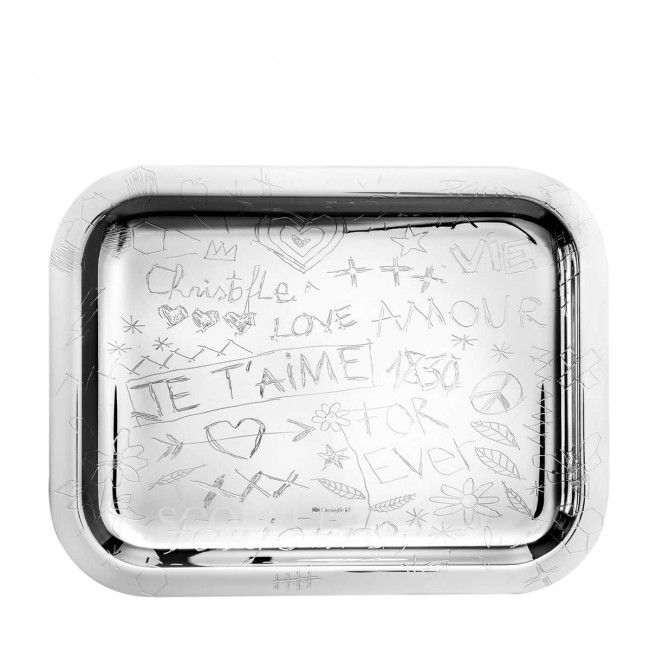크리스토플레 Graffiti 실버 접시D 직사각형 트레이 26 x 20 cm Christofle Graffiti Silver Plated Rectangular Tray 26 x 20 cm 00661