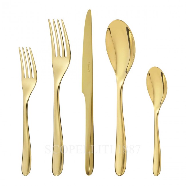 크리스토플레 5 피스 P레이스 Setting L’Ame 골드 스테인리스 스틸 Christofle 5 Piece Place Setting L’Ame Gold Stainless Steel 00653