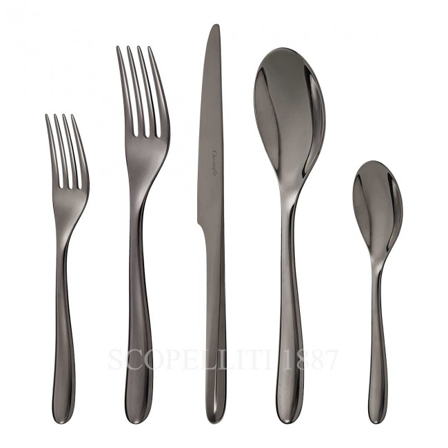 크리스토플레 5 피스 P레이스 Setting L’Ame 블랙 스테인리스 스틸 Christofle 5 Piece Place Setting L’Ame Black Stainless Steel 00651