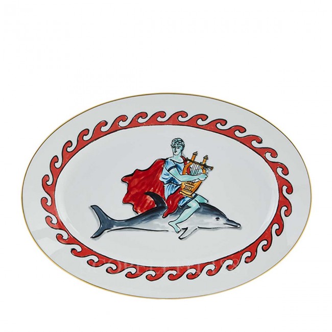 GINORI 1735 Ginori 오발 플래터 Dolphin 화이트 il Viaggio di Nettuno Ginori 1735 Ginori Oval Platter Dolphin White il Viaggio di Nettuno 01089