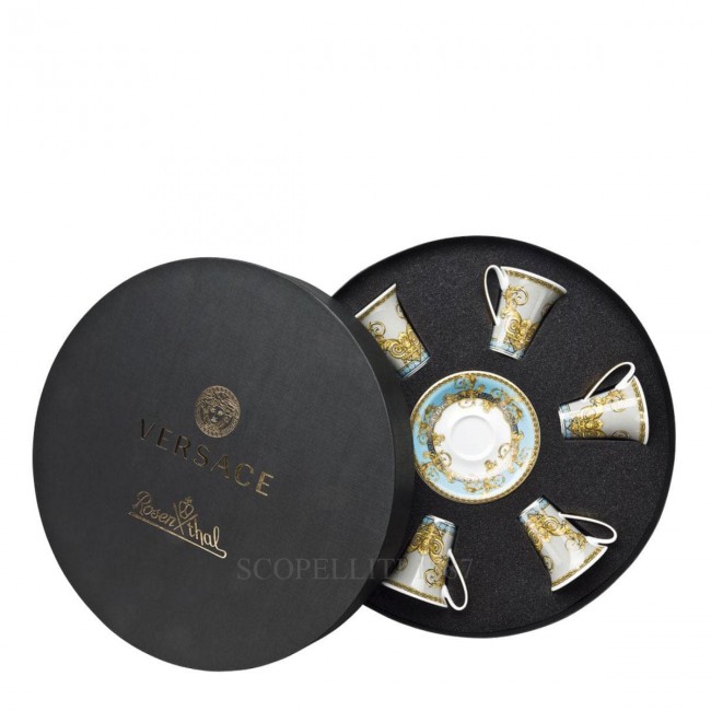 베르사체 Gift Set of 6 에스프레소 컵S and 소서 Prestige Gala Le Bleu Versace Gift Set of 6 Espresso Cups and Saucers Prestige Gala Le Bleu 02255