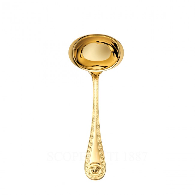 베르사체 Sauce 국자 메두사 커트러리 골드 접시 Versace Sauce Ladle Medusa Cutlery Gold Plated 02186