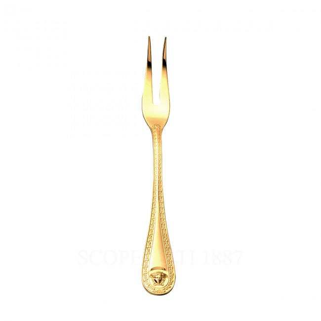 베르사체 Meat Fork 라지 메두사 커트러리 골드 접시 Versace Meat Fork Large Medusa Cutlery Gold Plated 02185