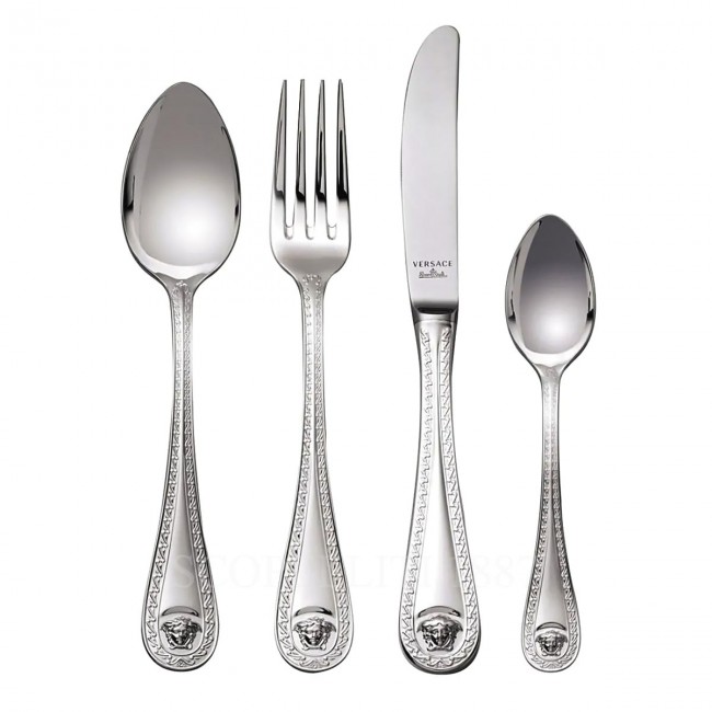 베르사체 4 피스 P레이스 Setting 메두사 커트러리 실버 접시D Versace 4 Piece Place Setting Medusa Cutlery Silver Plated 02165