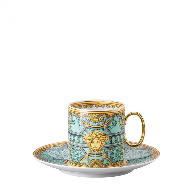 베르사체 Espresso 컵앤소서 Scala del Palazzo 그린 Versace Espresso Cup and Saucer Scala del Palazzo Green 02164