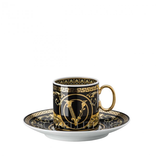 베르사체 Espresso 컵앤소서 Virtus Gala 블랙 Versace Espresso Cup and Saucer Virtus Gala Black 02127