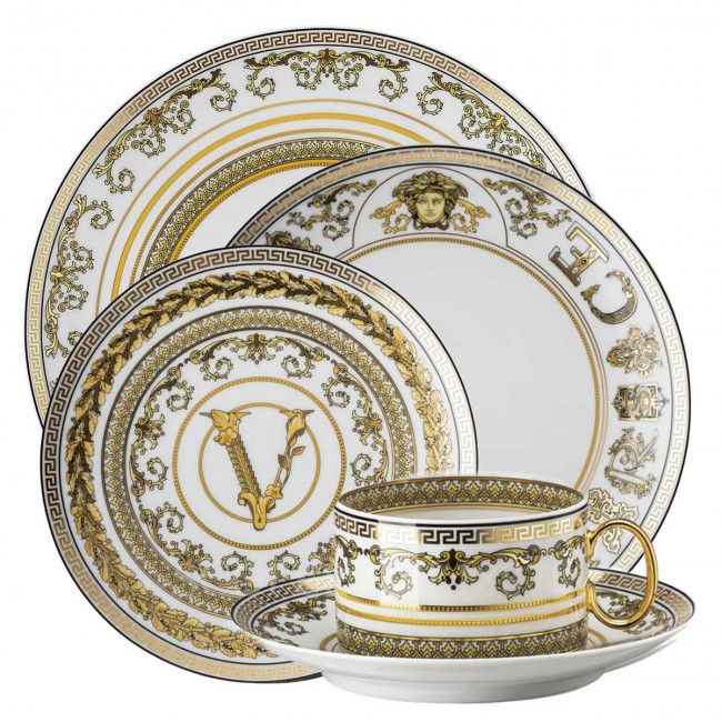 베르사체 New Virtus Gala 화이트 5 피스 P레이스 Setting Versace New Virtus Gala White 5 Piece place Setting 02084