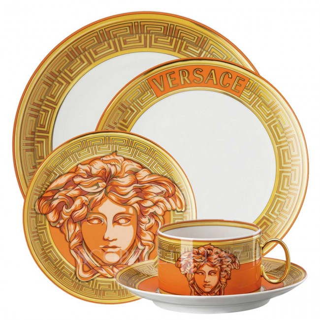 베르사체 New 메두사 Amplified 오렌지 Coin 5 피스 P레이스 Setting Versace New Medusa Amplified Orange Coin 5 Piece place Setting 02080