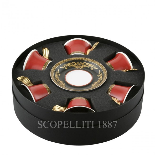 베르사체 gift set of 6 tea cups and 소서 메두사 Red Versace gift set of 6 tea cups and saucers Medusa Red 02076