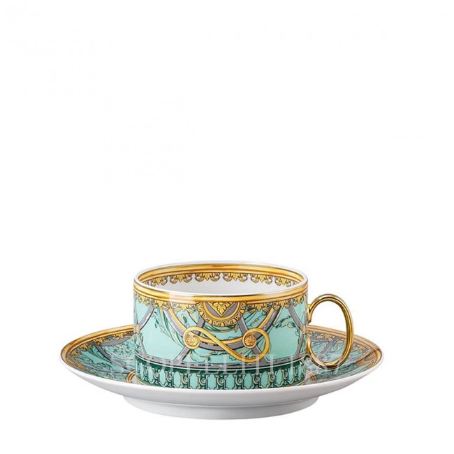 베르사체 티 컵앤소서 Scala del Palazzo 그린 Versace Tea Cup and Saucer Scala del Palazzo Green 02074
