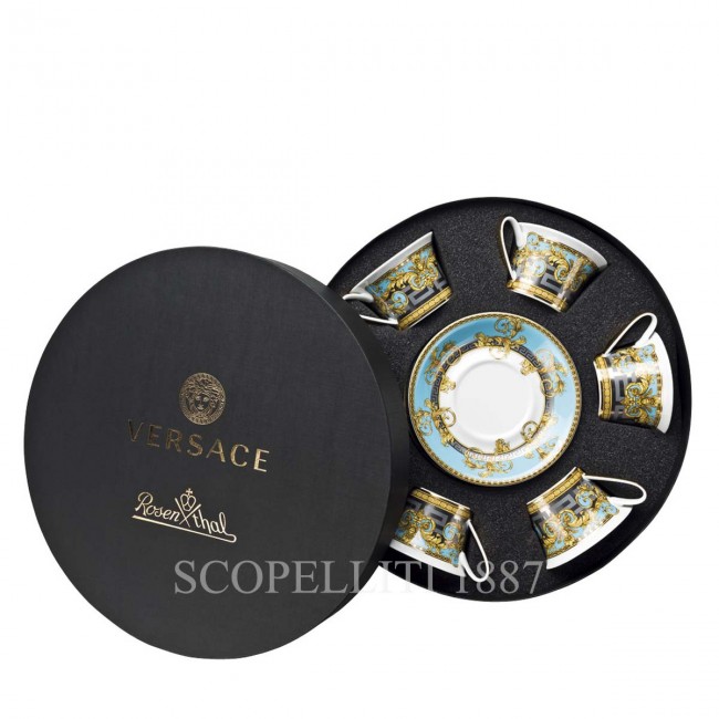 베르사체 Gift Set of 6 Tea Cups and 소서 Prestige Gala Le Bleu Versace Gift Set of 6 Tea Cups and Saucers Prestige Gala Le Bleu 02059