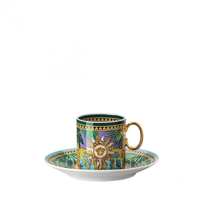 베르사체 Espresso 컵앤소서 Jungle Animalier 그린 Versace Espresso Cup and Saucer Jungle Animalier Green 02030