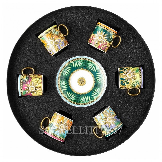 베르사체 Gift Set of 6 에스프레소 컵S and 소서 Jungle Animalier Versace Gift Set of 6 Espresso Cups and Saucers Jungle Animalier 02029
