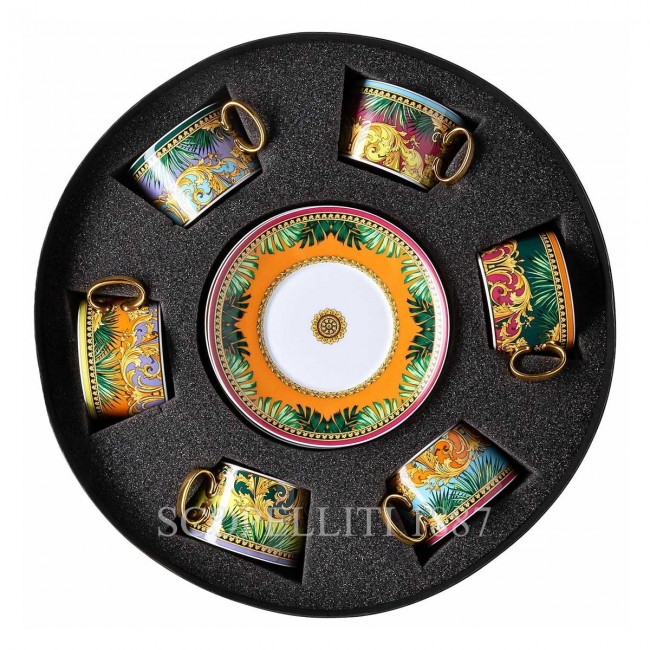 베르사체 Gift Set of 6 Tea Cups and 소서 Jungle Animalier Versace Gift Set of 6 Tea Cups and Saucers Jungle Animalier 02028